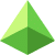 A green, four-sided 3D pyramid with a square base, shown against a transparent background. The pyramids sides are shaded in different tones of green to indicate depth and dimension.