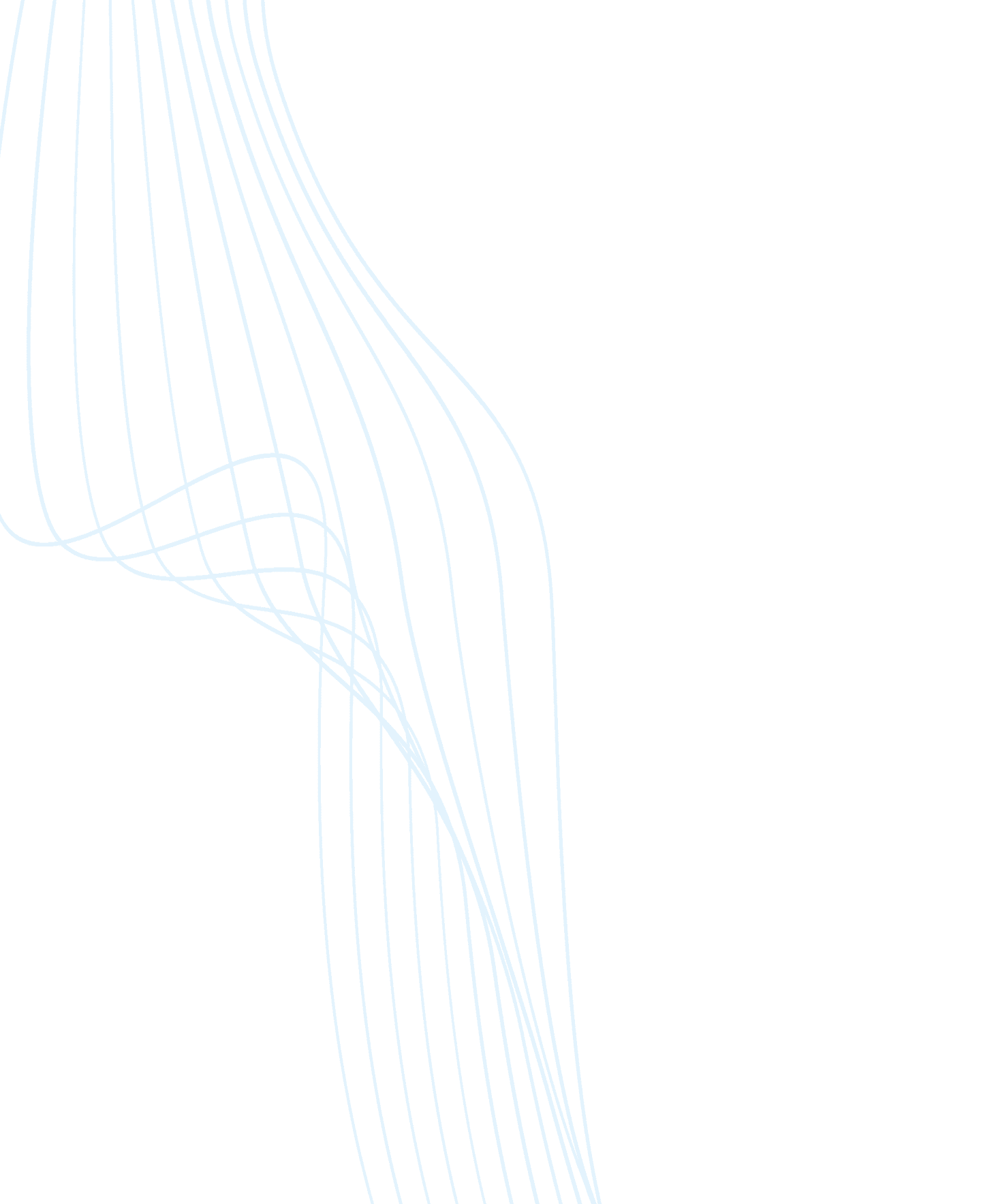 A black background with several thin, curved blue lines flowing diagonally across the left side, creating an abstract, wavy pattern.