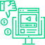 A green icon showing a computer monitor with a video player on the screen and two dollar signs, symbolizing online advertising or earning money from online videos.