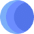 A blue circular icon with overlapping crescents in different shades of blue, creating a layered moon-like effect.