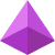 A 3D purple pyramid with four triangular faces, shown against a transparent background.