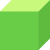 A simple 3D green cube with a lighter green top, shown against a transparent background.