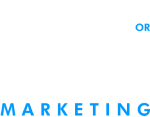 Logo with bold text reading Sink or Swim in white, with or in small blue letters, above the word Marketing in blue capital letters on a black background.
