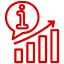 Red icon showing a person inside a circle above a rising bar graph with an upward arrow, symbolizing personal or professional growth and success.