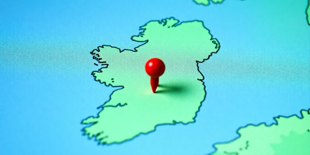 Google Maps, Ireland outline, targeting pin
