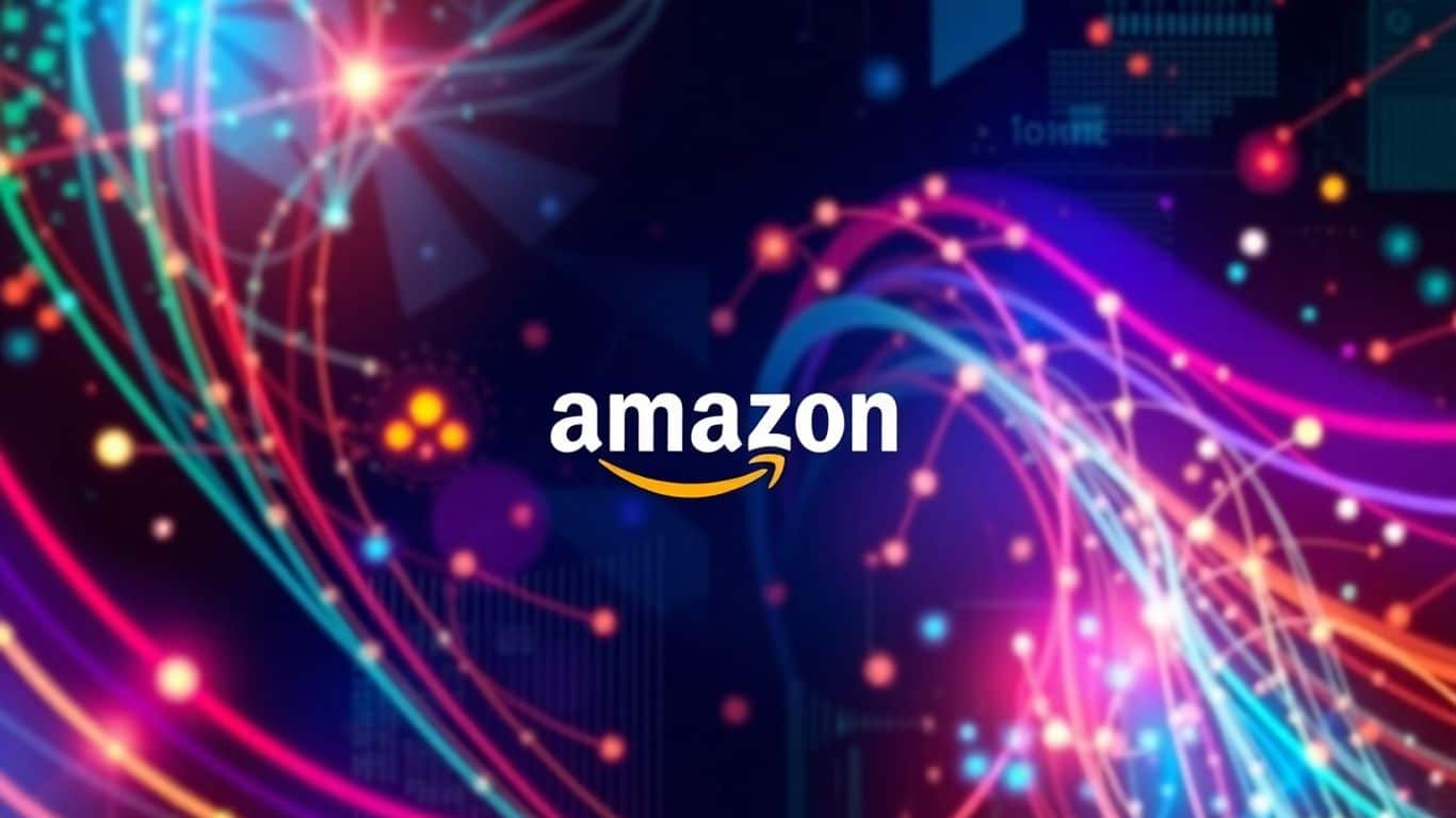 Amazon Ads Planner visual with abstract digital patterns and logo.