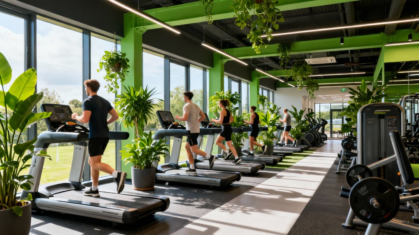 Gym in Ireland with people working out.