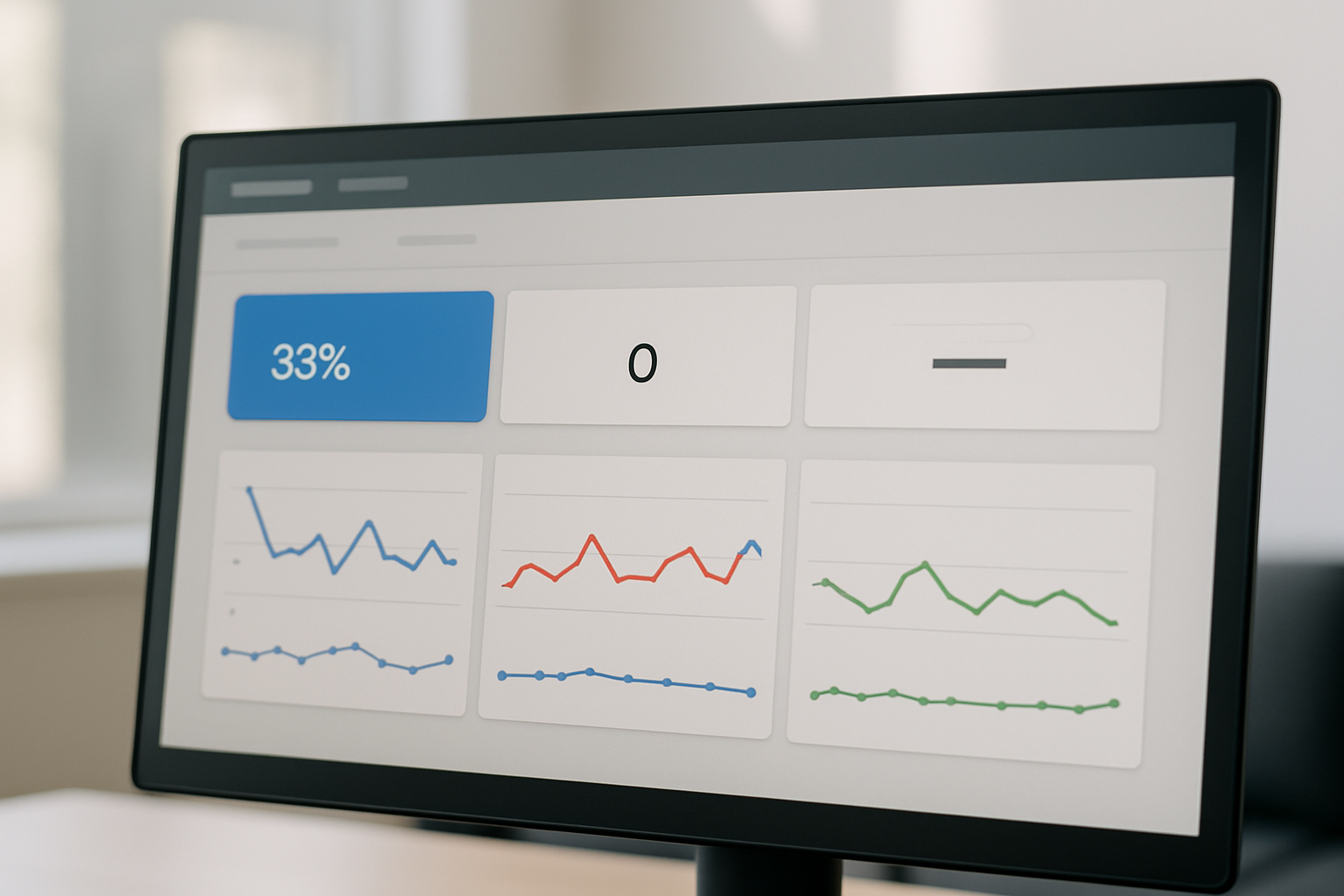 A Google Ads dashboard on a monitor showing click-through rate and conversion metrics for a local services campaign