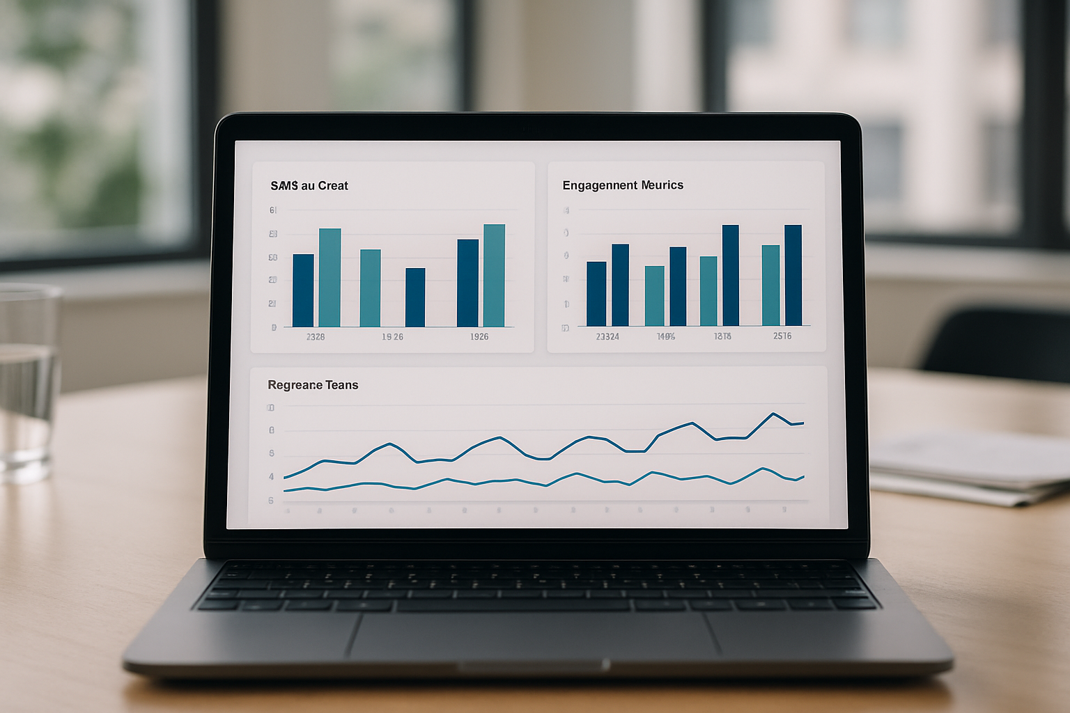 Analytics dashboard comparing SMS open and response rates against email for a missed call text back conversion study