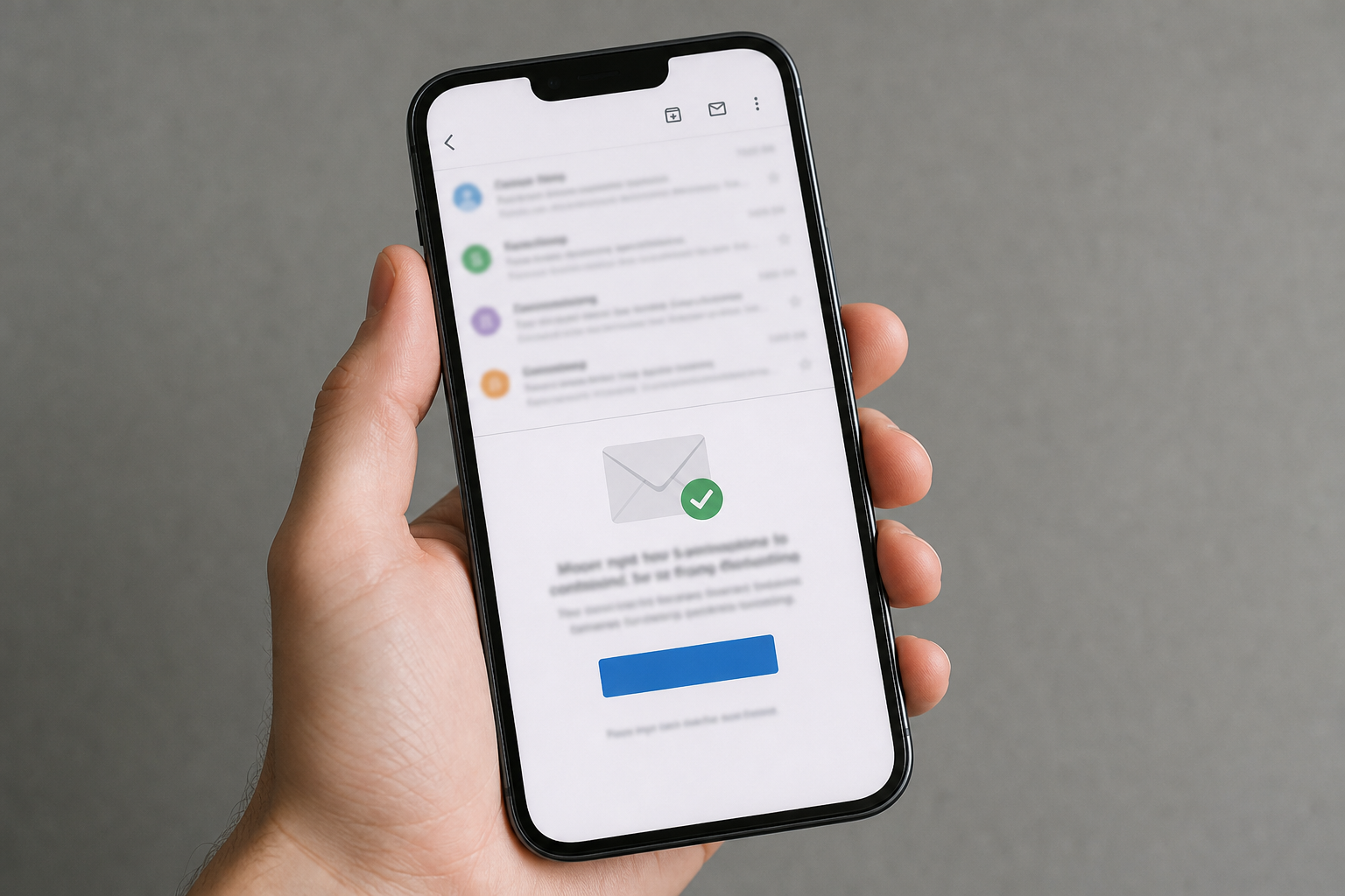 Smartphone showing a GDPR double opt-in confirmation email with a confirm subscription button